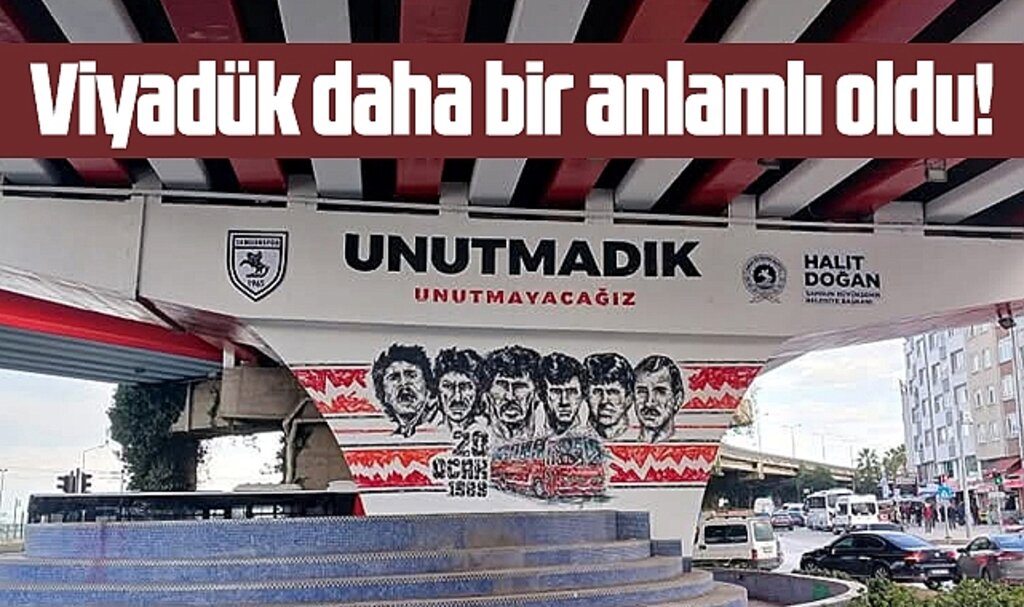 Samsun'da Canik viyadüğüne Samsunspor'un 20 Ocak resmi çizildi