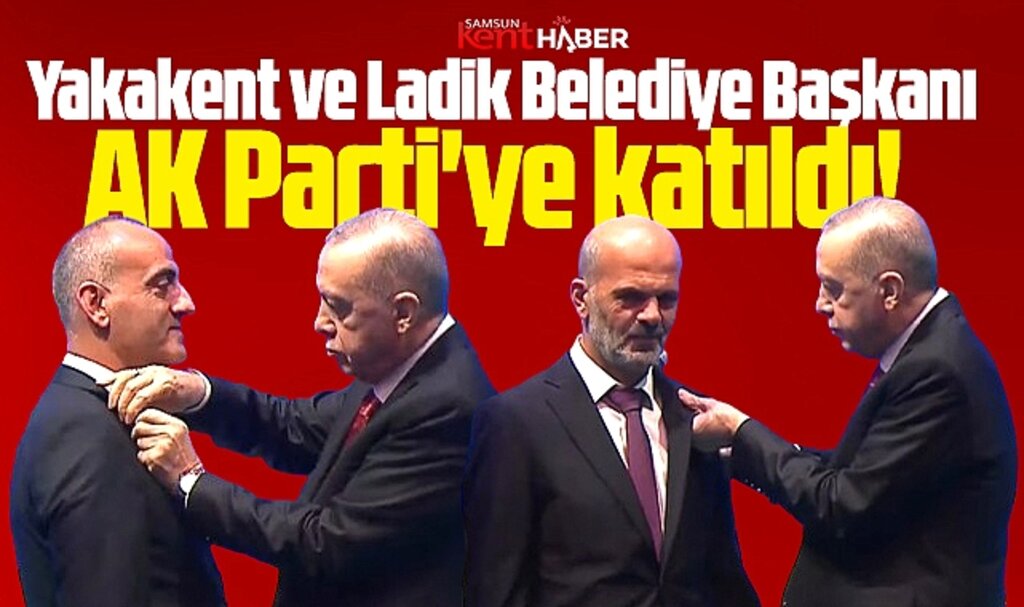 Samsun'da Şerafettin Aydoğdu ve Adnan Topal'a Erdoğan AK Parti rozeti taktı