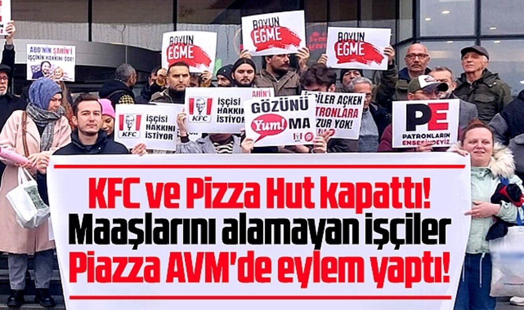 Samsun'da KFC ve Pizza Hut işçilerinden Piazza AVM önünde protesto 