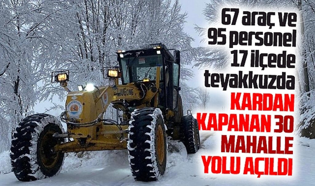 Samsun ve 17 ilçede kar alarmı! Kapanan 30 mahalle yolu ulaşıma açıldı