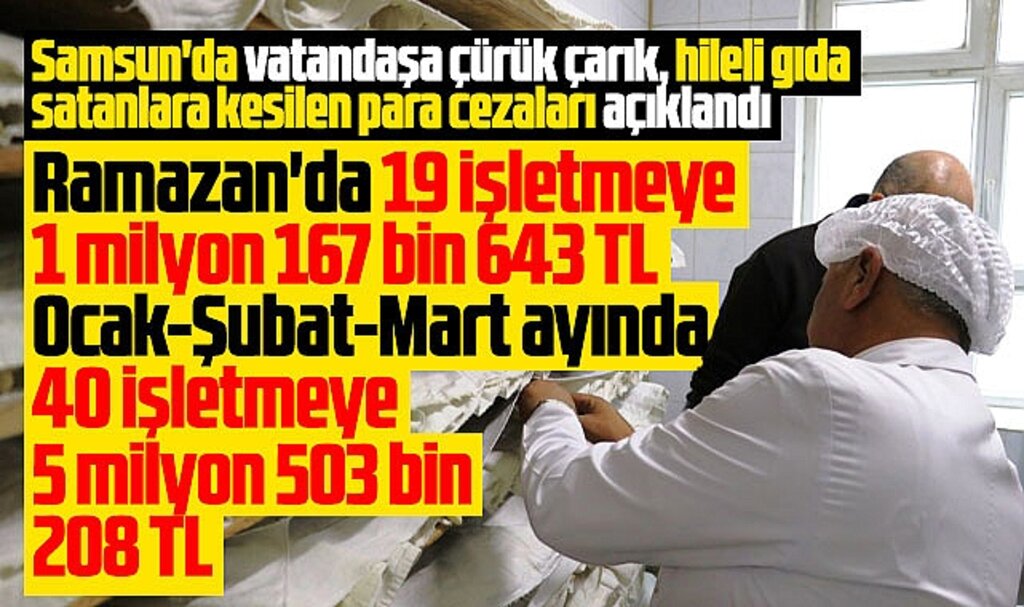 Samsun'da hileli gıda satan işletmelere kesilen para cezaları açıklandı