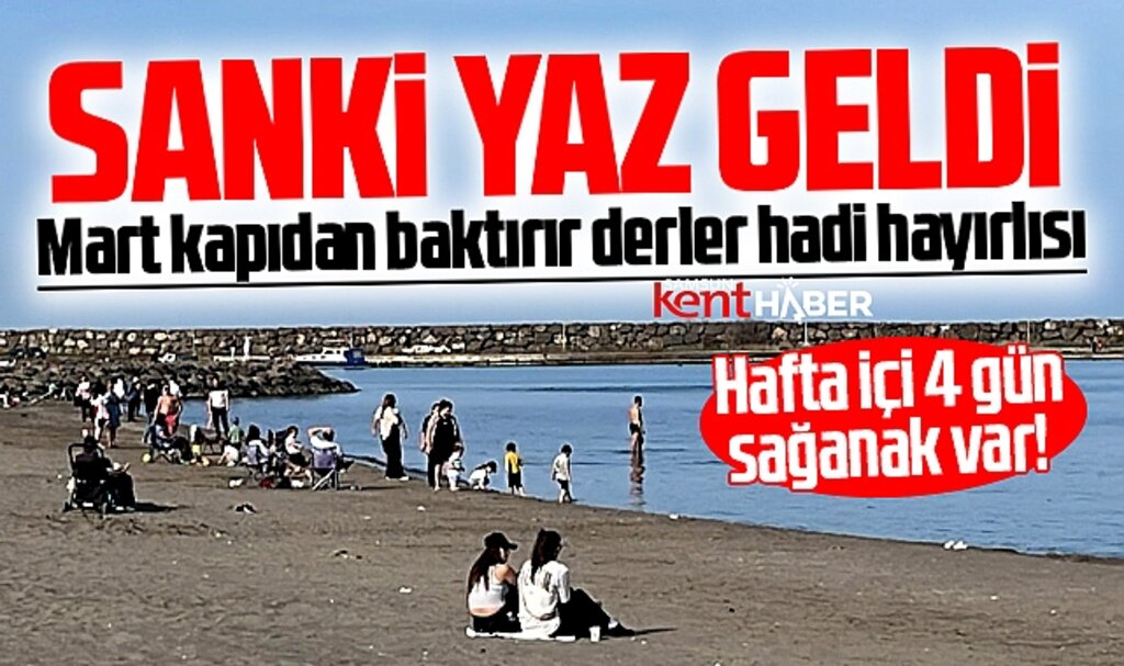 Samsun'da Mart ayında yaz havası! Denize girdiler!