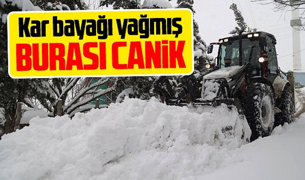 Samsun'un Canik ilçesinde kar yağışı etkili oldu, kapanan yollar açılıyor