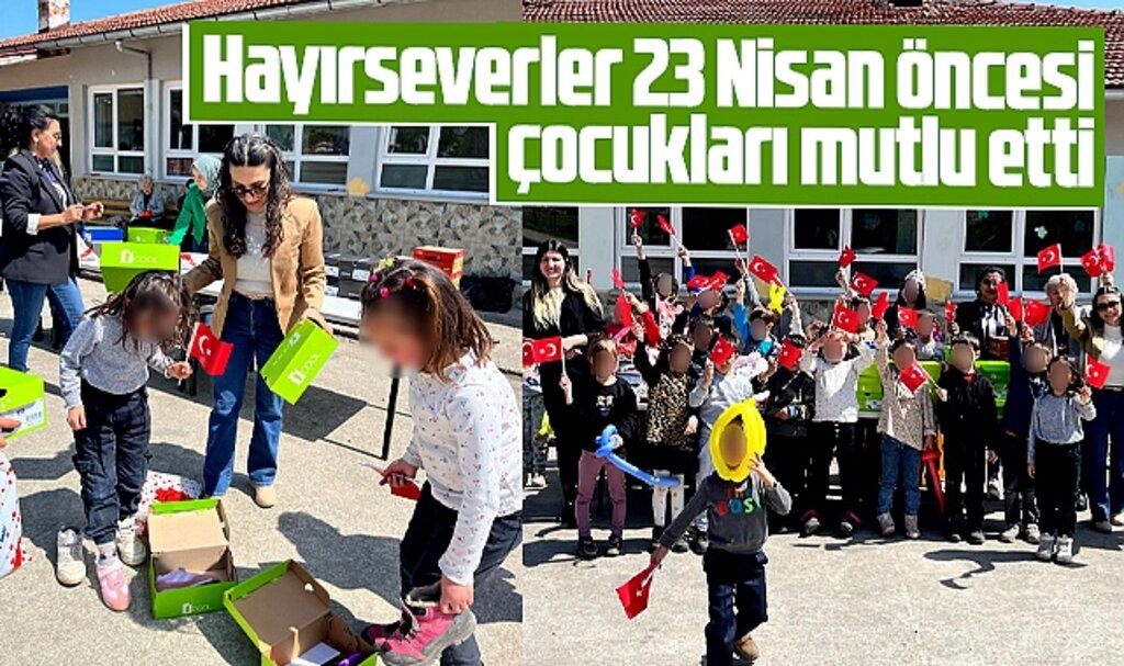 Samsun'da hayırseverler 23 Nisan öncesi, ilkokul öğrencilerini mutlu etti