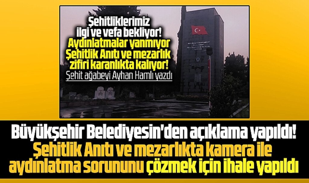 Samsun Asri Mezarlık ve Şehitlik Anıtı'ndaki aydınlatma sorunu ile ilgili açıklama
