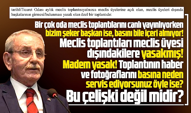 Samsun TSO Meclis toplantılarına üyeler dışında girilmesi yasak! Basın dahil!