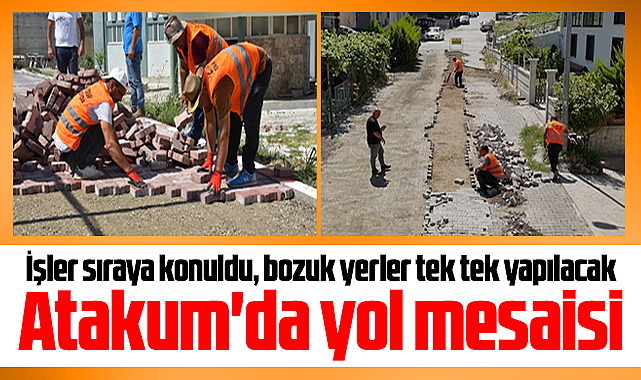 Samsun'da Atakum Belediyesi bozuk yolları parke taşlarla konforlu hale getiriyor