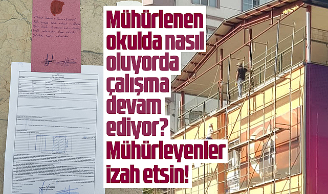 Samsun'da kaçak çatı yapan okulda, mühürlemeye rağmen çalışmalar sürüyor
