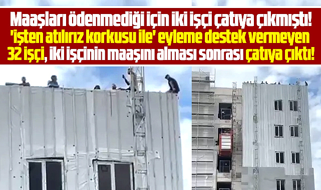 Samsun'da Tekkeköy'deki hastane inşaatında maaş eylemi! 32 işçi çatıya çıktı!