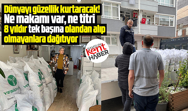 Samsun'da kadın esnaf 8 yıldır olandan alıp olmayanlara erzak dağıtıyor