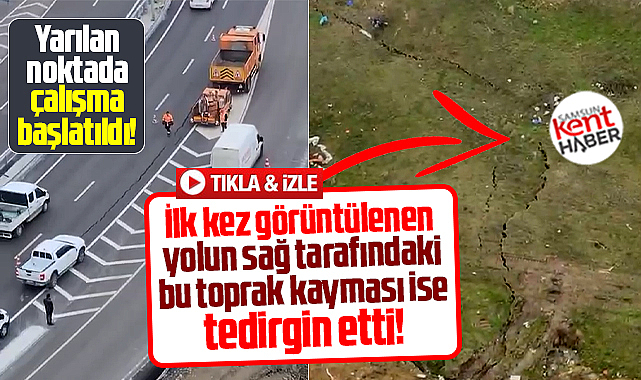 Samsun'da RTE Bulvarında ilk kez görüntülenen toprak kayması tedirgin etti
