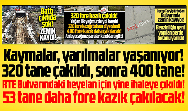 Samsun'da RTE Bulvarında heyelanı önlemek için 53 fore kazık ihalesi yapılacak