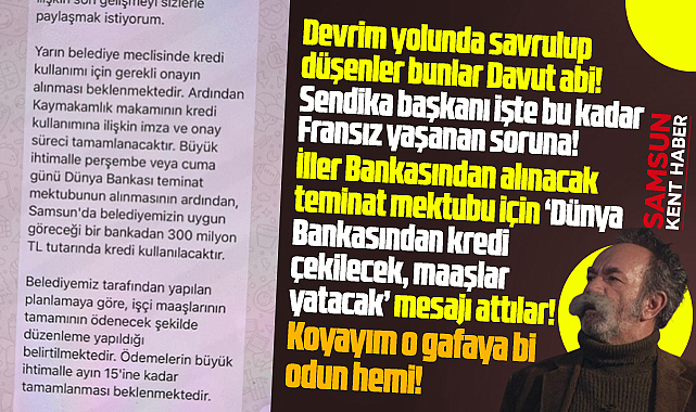 Samsun'da İller Bankasını, Dünya Bankası sanan sendika attığı mesaj ile şaşırttı!