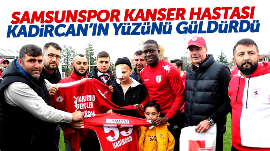 Samsunsporlu futbolcular kanser hastası Kadircan Bahar'ın yüzünü güldürdü