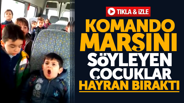 Samsun'da öğrenci servisinde Komando Marşını söyleyen çocukların videosu