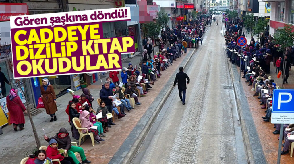Samsun Terme'de bin öğrenci Atatürk caddesi üzerinde kitap okudu!