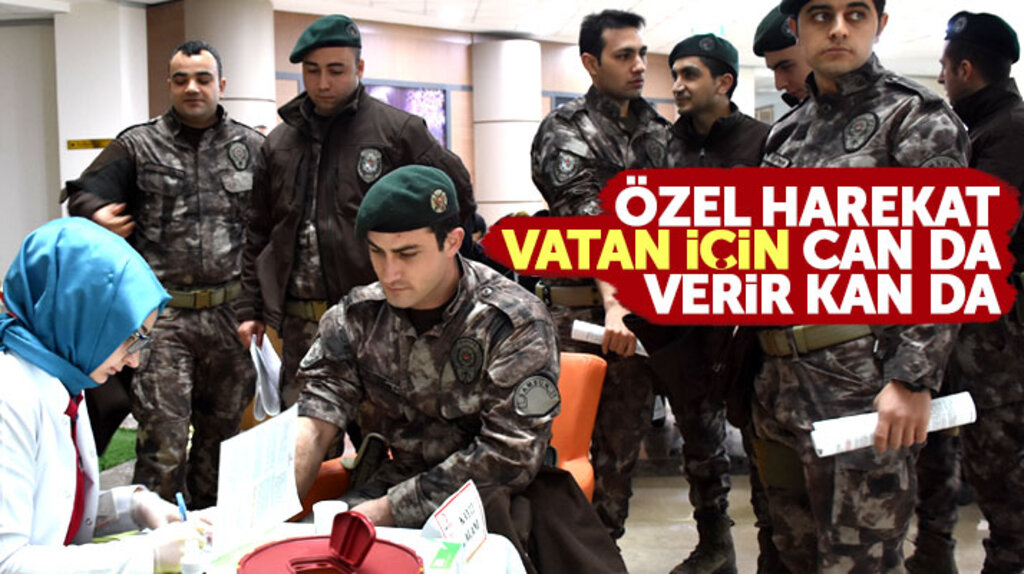 Samsun'da polis ve özel harekatçılar Türk Kızılayı'na kan bağışında bulundu