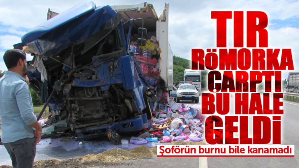 Samsun'un Kavak ilçesinde yaşanan tır kazasında şoför burnu dahi kanamadan kurtuldu