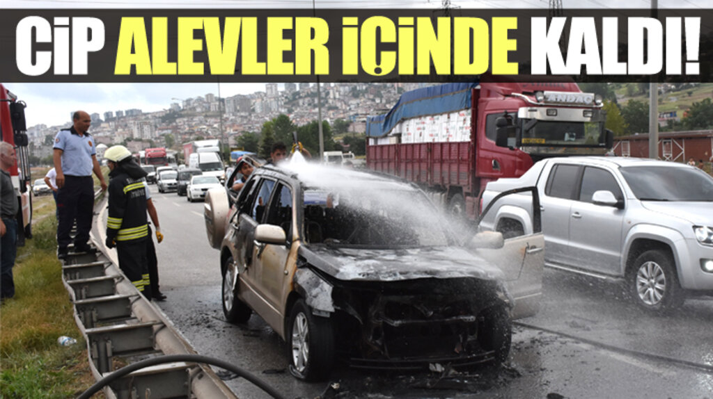 Samsun'da seyir halindeki cip kara yolunda alevler içinde kaldı