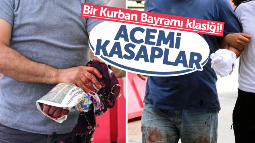Samsun'da Kurban Bayramı klasiği! Acemi kasaplar yine kendilerini kesti
