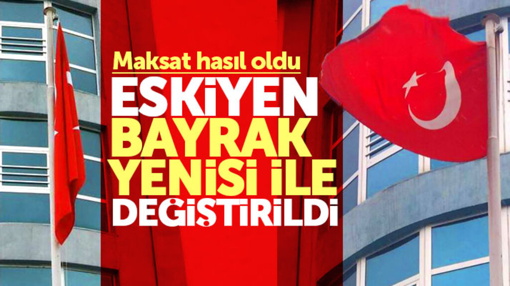 Samsun Kent Haber | Samsun Haber | Samsun Haberleri uyardı yıpranmış bayrağın yerine yenisi göndere çekildi