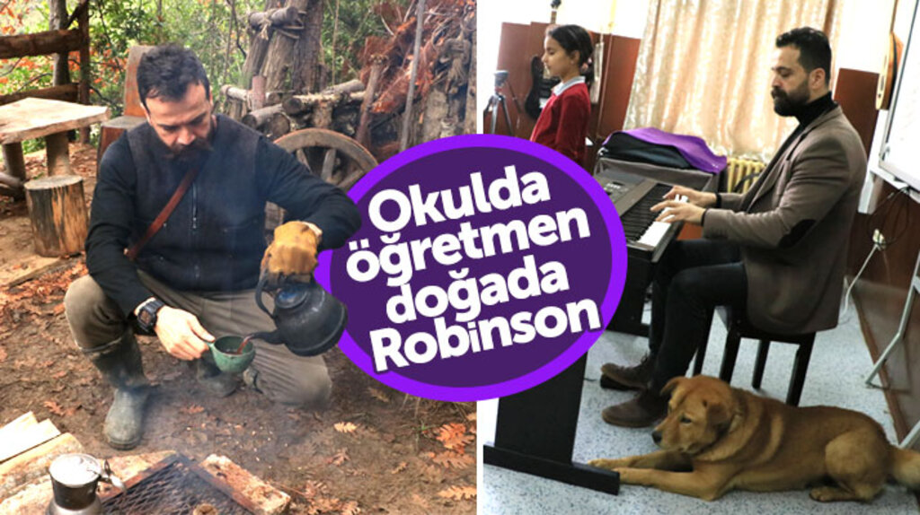 Samsun-Yakakent'te yaşayan Cemil Ceylan okulda öğretmen doğada ise Robinson
