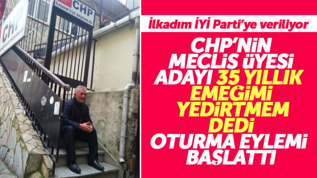 Samsun'da CHP'li Meclis üyesi Cengiz Akşan parti binası önünde oturma eylemi başlattı