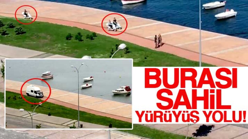 Samsun Atakum'da Sahil Yürüyüş yolunda motosiklet ve minibüsler cirit atıyor