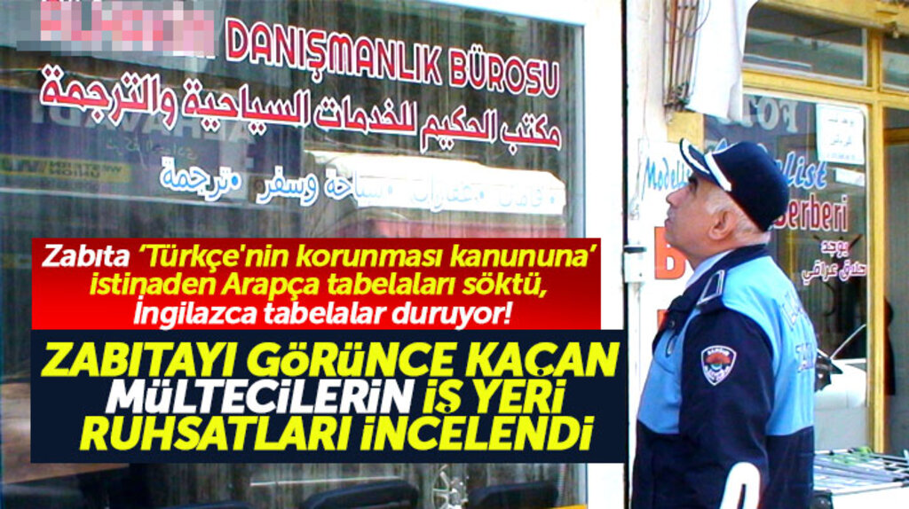 Samsun'da mültecilerin astığı Arapça tabelalar İlkadım Belediyesi zabıtası tarafından söküldü