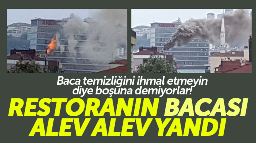 Samsun'da restoranın bacasında yangın çıktı vatandaş cami minaresi yanıyor sandı