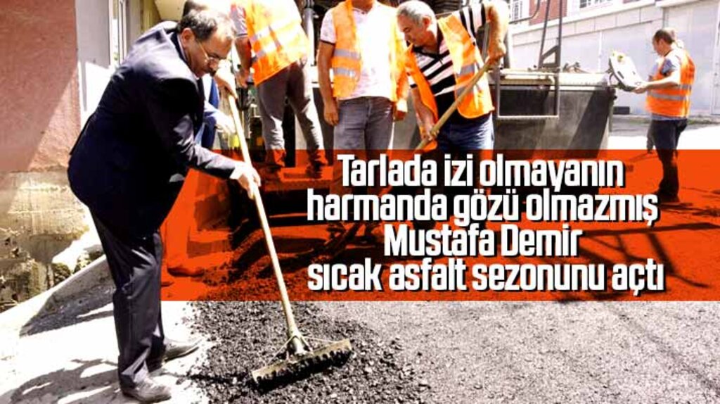 Samsun Büyükşehir Belediyesi Başkanı Mustafa Demir, işçilerle birlikte asfalt dökme mesaisi yaptı