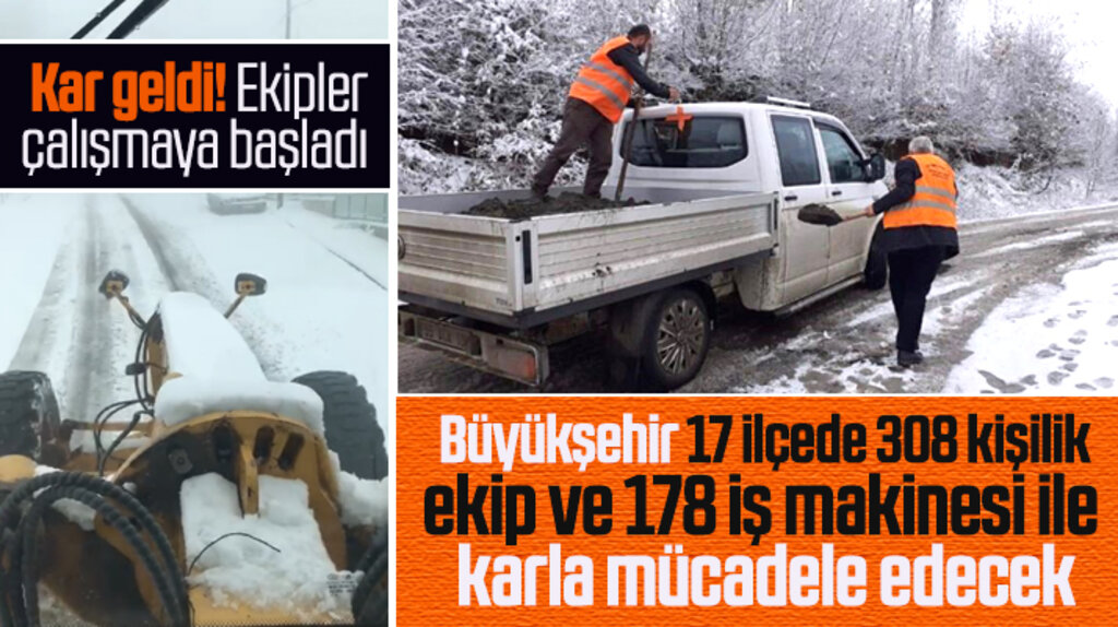 Samsun'a kar geldi, Büyükşehir ekipleri teyakkuza geçti