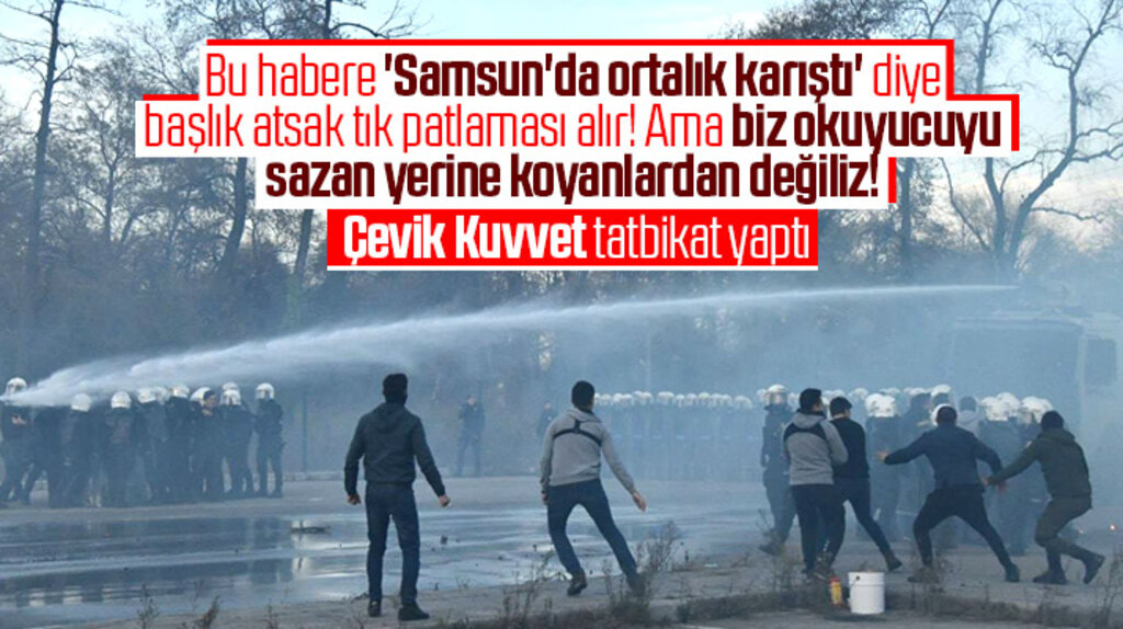 Samsun'da Çevik Kuvvet polislerinin tatbikatı gerçeğini aratmadı