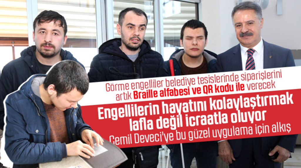 Atakum Belediyesi tesislerinde görme engelliler Braille alfabesi ve QR kod ile sipariş verecek