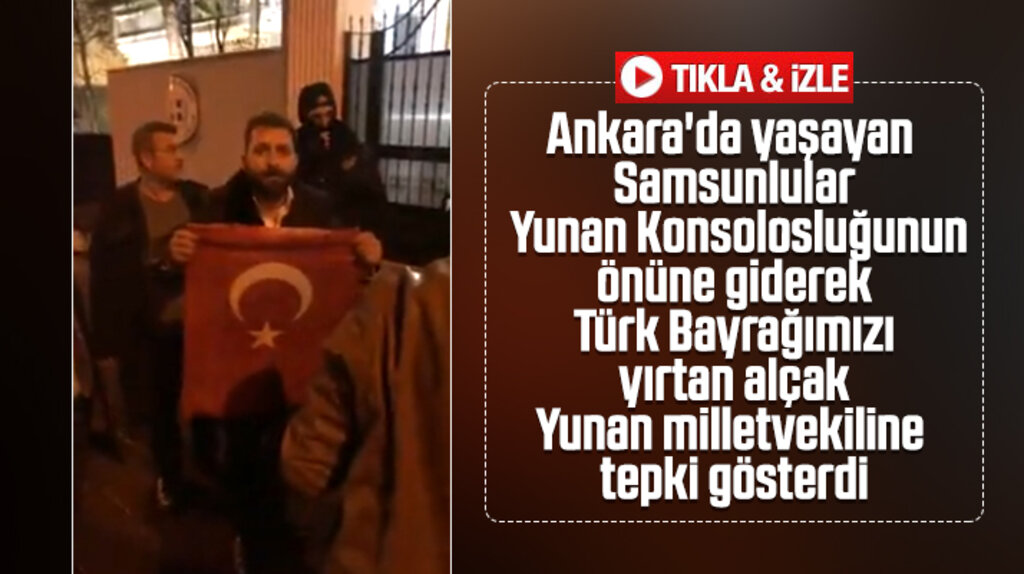 Ankara'da yaşayan Samsunlulardan Yunan Konsolosluğu önünde protesto