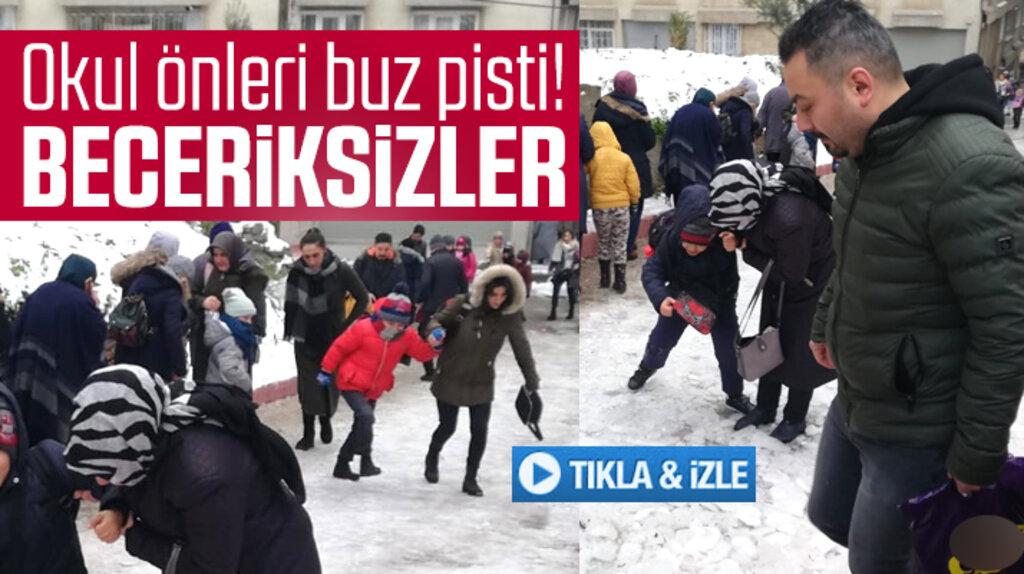 Samsun'da buz pistine dönen okul önleri can güvenliğini tehdit ediyor