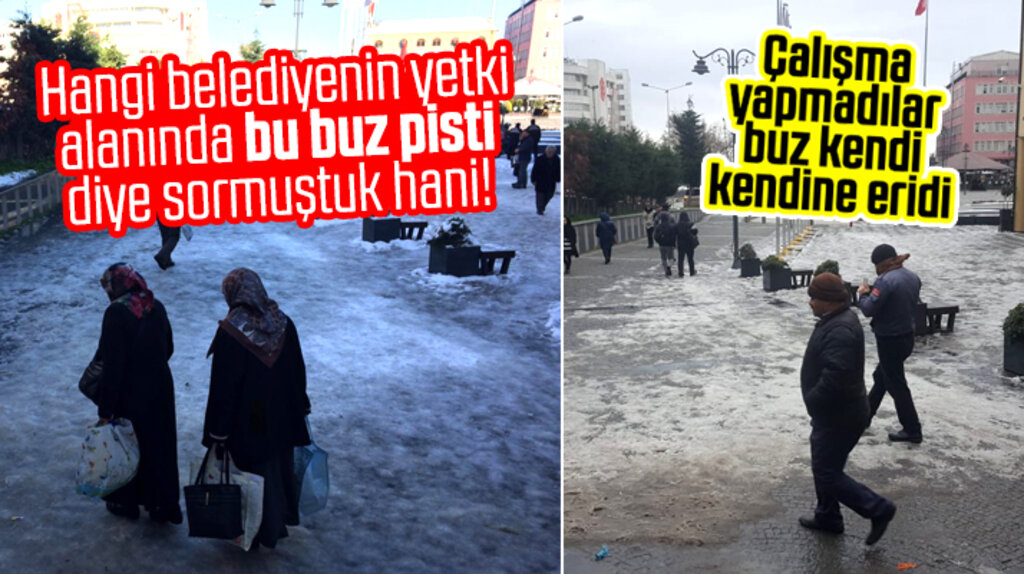 Samsun'da o bölgedeki buzlar temizlenmeyince kendi kendine eridi
