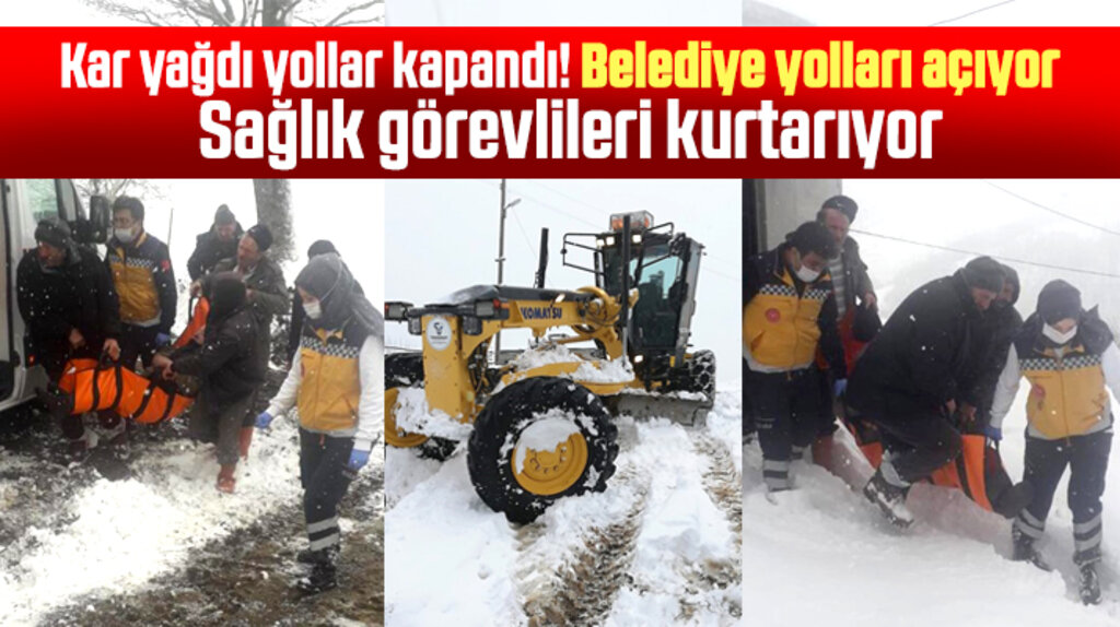 Samsun'un Tekkeköy ilçesinde kardan kapanan yolları belediye açıyor