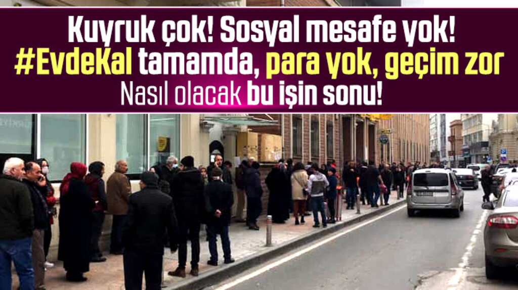 Samsun'da Korona uyarılarına rağmen PTT ve bankalar önünde kuyruklar oluştu