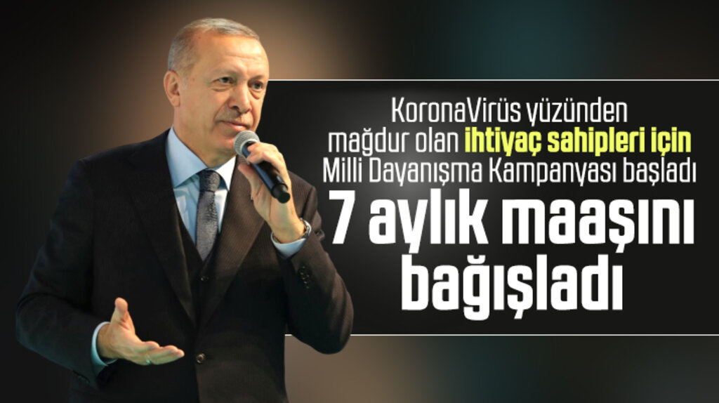 Erdoğan Milli Dayanışma kampanyasına 7 aylık maaşını bağışladı