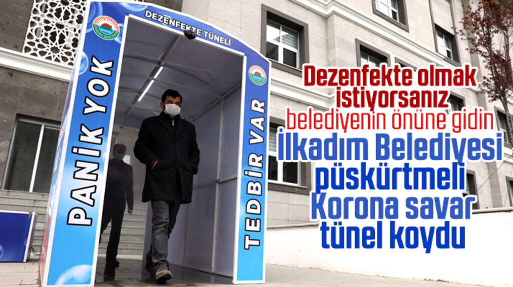 İlkadım Belediyesi önüne Korona için dezenfekte tüneli konuldu