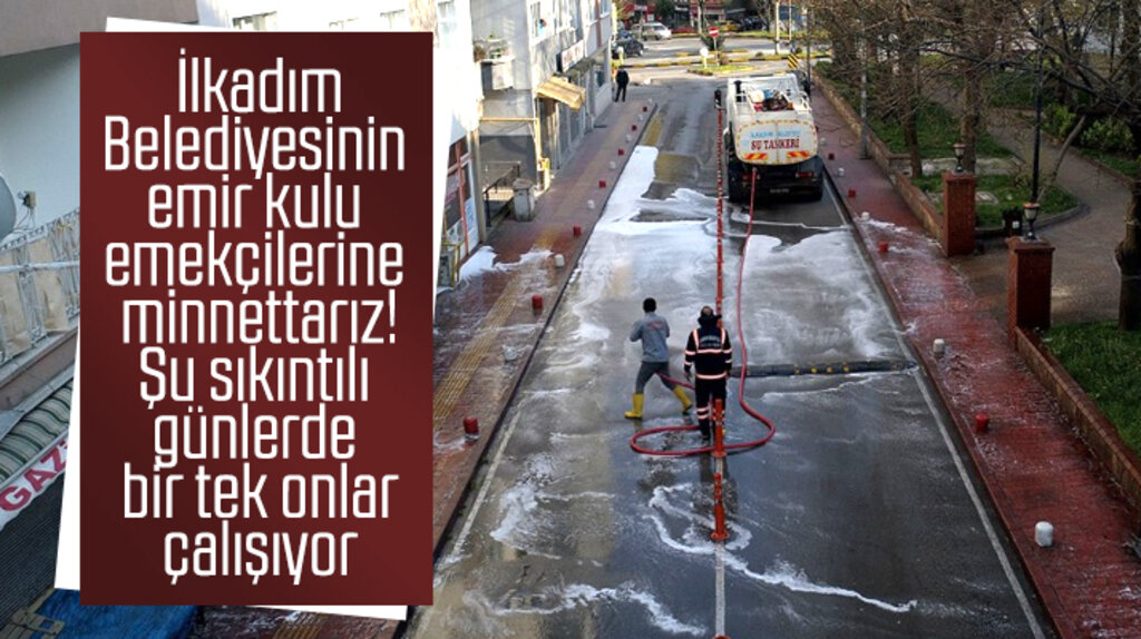 İlkadım Belediyesi temizlik çalışanları sokağa çıkma yasağında temizlik yaptı