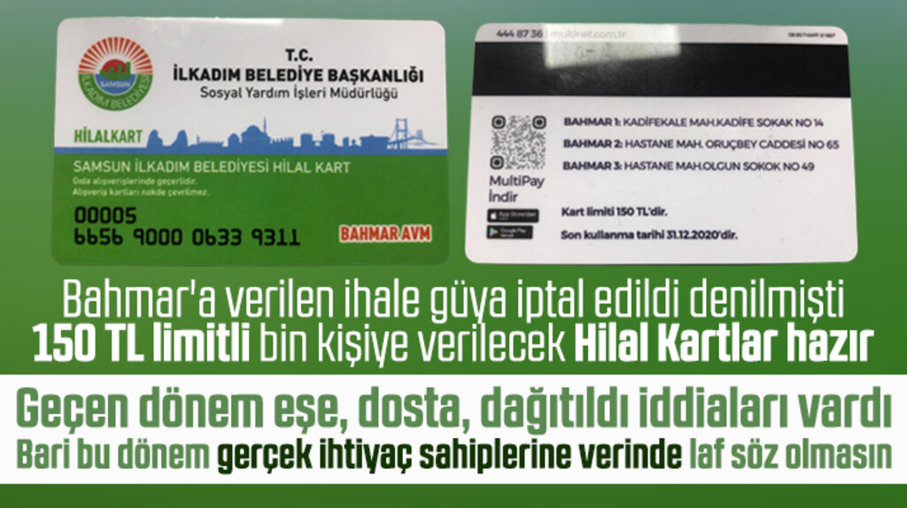İlkadım Belediyesi bin kişiye 150 TL limitli Hilal Kart dağıtacak