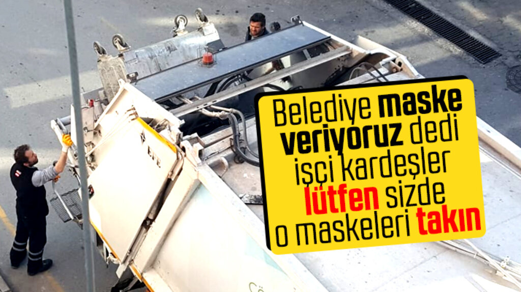 İlkadım Belediyesi temizlik işçilerine yüz maskesi veriyoruz açıklaması yaptı
